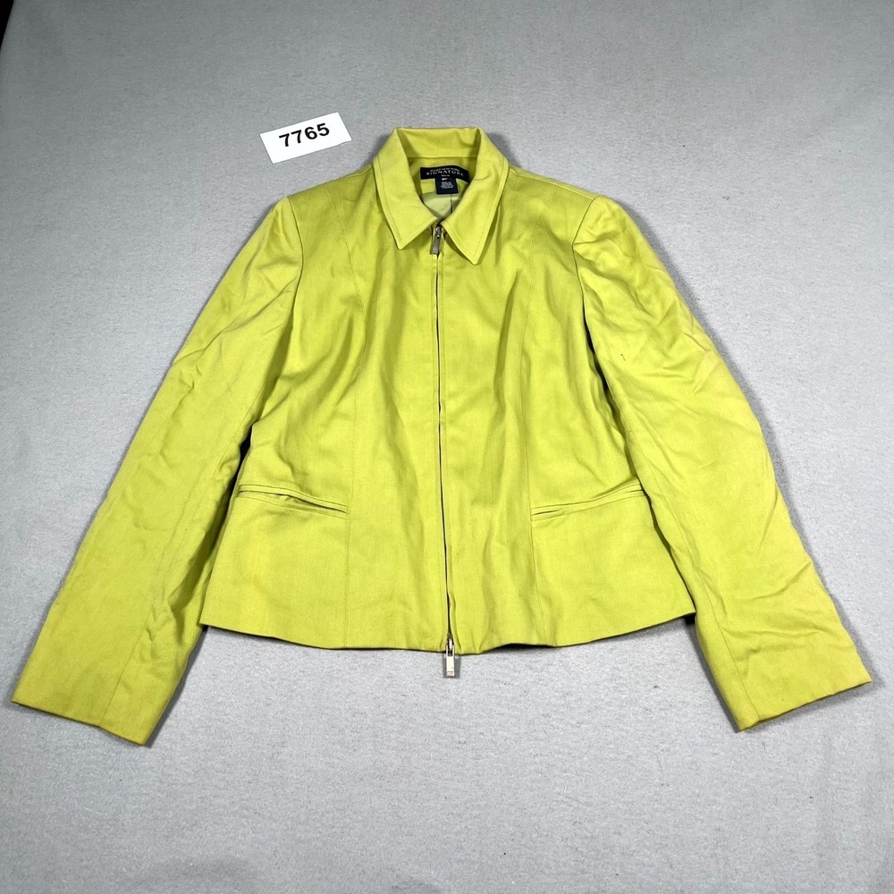 Jones New York Signature Blazer Jacket‎ Womens 8P Lime Green Viscose FLAWED